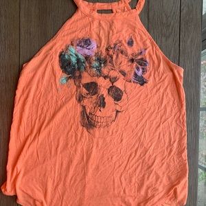 Women’s flower crown skull tank top
